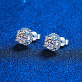 Marvelous 14KGP D Colour 2CT Round Cut Moissanite Diamonds Stud Earrings, Sterling Silver Fine Jewellery