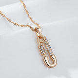 Superb Rolled 14K Rose Gold AAA Zircon Diamonds Pin Shape Pendant And Necklace For Women - Trendy Jewellery