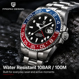 Luxury Brand Mechanical Stainless Steel GMT Watch Sapphire Glass Diver Watch