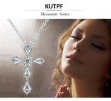 Terrific White Gold Plated Crucifix Faith Cross Moissanite Diamonds Necklace - Silver Hip Hop Goth Style Fine Jewellery - The Jewellery Supermarket