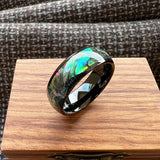 Multicolor Abalone Shell Inlay Domed Polished 4/6/8MM Men Women Tungsten Rings