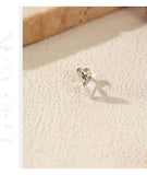 Multi -Styles 925 Silver Geometric Moissanite Heart Screw Stud Helix Earrings