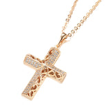 Trendy Luxury 14K Filled Rose Gold AAA Zircon Diamonds  Jesus Cross Necklace - Fine Jewellery