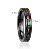 New Arrival 4MM Wide Inlaid Opal Black Tungsten Carbide Men's Women's Wedding Rings. Popular Choice - The Jewellery Supermarket