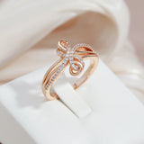 Captivating 14K Filled Rose Gold Bow-knot Ring with AAA Zircon Diamonds Pave Setting - Luxury Jewellery