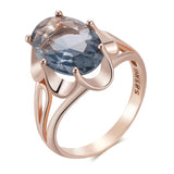 14 Karat Gold Filled AAA Zircon Grey Big Oval Crystal High Quality Fine Jewelry Rings