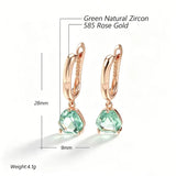 14 Karat Rolled Gold Unique Green AAA Zircon Crystals Fashion Drop Earrings Fine Jewellery