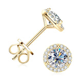 Sparkling 0.5-1-2 Carat Moissanite Diamonds Unisex Silver Stud Earrings