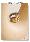 18K Gold Plated New Stainless Steel Layered Geometric Cast Statement Attractive Ring