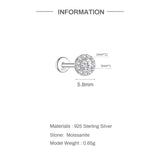 Sterling Silver Moissanite Diamonds Multi-Size Round Cartilage Tragus Stud Earrings