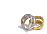 18K Gold Plated Stainless Steel Metal Double Layer Geometric Cast High Quality Ring
