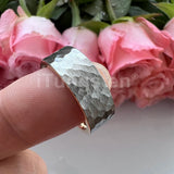 I Love You Stamped 6mm 8mm Tungsten Hammer Ring for Men Women  Comfort Fit