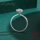 Classic Simple Flower AAAA Lab Created Diamond 925 Sterling Silver Fine Rings
