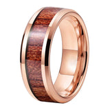 New Tungsten Wood Inlay Beveled Egdes Flat Polished Finish Fashion Wedding Rings For Men Women - The Jewellery Supermarket