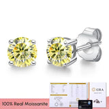 Real 0.1-3CT Moissanite Diamond Stud Earrings Silver Platinum Plated  Fine Jewelry