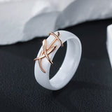 14 Karat Rolled Gold White or Black Ceramics Unique Jewellery Rings For Women
