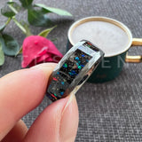New Arrival Colourful Opal Inlay 8MM Tungsten Hammer Comfort Fit Rings for Men and Women - Popular Wedding Rings