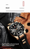 Popular Brand Fashion Business Sport Silicone Strap Luxury Date Waterproof Quartz Chronograph Watches for Men - The Jewellery Supermarket