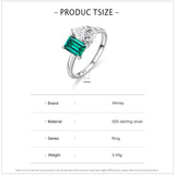 Dazzling Green Rectangle AAAA Lab Created Diamond Water Drop Shape Silver Rings