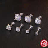 Round Cut 0.03-1.2CT Moissanite Diamonds Sterling Silver Unisex Stud Earrings