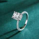 Luxury Princess Cut Shiny AAAA Lab Created Diamond Sterling Silver Classic Ring