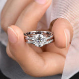 GRA Certified 2CT D Colour VVS1 Oval Moissanite Diamonds Engagement Wedding Ring Set for Women Silver Fine Jewellery