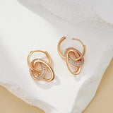 Fashion Double Hoop 14K Rolled Rose Gold AAA Zircon Diamonds Trending Earrings For Women