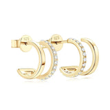 NEW Moissanite Diamonds Piercing Stud Earrings Silver Double Side Hoop Illusion Earrings for Women Fine Jewellery - The Jewellery Supermarket