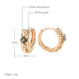 Fashion Colorful Rolled Rose Gold of 14-Karat Purity AAA Zircon Crystals Hoop Earrings - Party Daily Jewellery