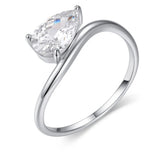 New Design 1.5-3CT Pear Cut VVS1 D Colour Moissanite Diamonds Solitaire Silver Ring