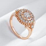 Unique Fashion Crystal Flower 14K Filled Rose Gold With Shiny AAA+ Zircon Crystal Ring - Daily Vintage Jewellery