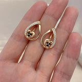 New Luxury Heart 14K Filled Rose Gold Creative Micro-wax Inlay AAA Zircon Crystals Drop Earrings - Fine Jewellery