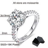 Luxury 18KGP 0.6-4.2CT VVS1 D Colour Moissanite Diamonds 925 Silver Wedding Ring