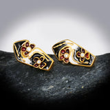 Exquisite Geometric AAA Zircon Diamonds Hollow Flower Handmade Enamel Earrings