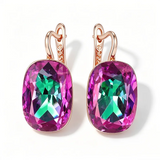 14 Karat Gold Filled Big Purple Green Gradient AAA Zircon Crystals Drop Earrings For Women