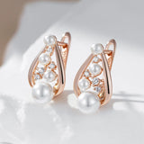 14 Karat Rolled Gold New Unique Pearls AAA Zircon Diamonds Daily Fine Earrings for Women
