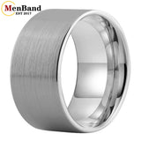 Flat Band And Brushed Finish 10MM 12MM Large Men Black Tungsten Ring Comfort Fit
