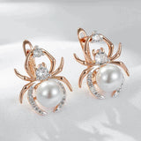 14K Gold Filled Fashion Grey Spider Shape AAA Zircon Diamonds Drop Unique Earrings