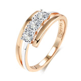 14 Karat Filled Gold Luxury Three Big White AAA Zircon Diamonds Gold Silver Colour Mix Rings