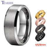 Beveled Satin Finish 6mm 8mm Classic Tungsten Carbide Wedding Rings for Men Women