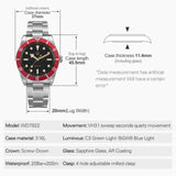 Sweep Second Movement Sapphire Crystal 20 Bar Waterproof  Luminous Watches