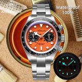 New Luxury Men Waterproof 100m Ceramic Bezel Luminous Steel Quartz Diver Watch