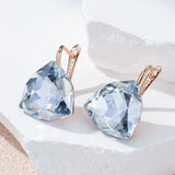 14 Karat Filled Gold Elegant Luxury Big Light Grey AAA Zircon Crystals Earrings
