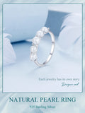 Elegant 925 Silver Pearls Double Layer White Gold P. AAA Zircon Diamond Rings
