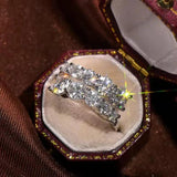 3.26 Carat D Colour Double Row Moissanite Diamonds Rings - S925 Silver 18K Gold Plated  Wedding Engagement Jewellery