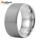 Flat Band And Brushed Finish 10MM 12MM Large Men Black Tungsten Ring Comfort Fit