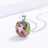 Ethnic Style Coloured Flowers Handmade Enamel Silver Fashion Pendant Necklace