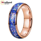 True Blue Galaxy Opal Inlaid Dome Polished 4MM 6MM 8MM Tungsten Men Women Rings