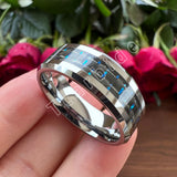 Beveled Polished Carbon Fiber  6MM 8MM Men Women Classic Tungsten Wedding Rings