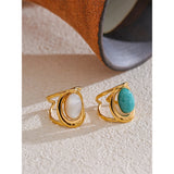 18K Gold Plated Exquisite Natural Stone Open Adjustable Glossy Popular Ring